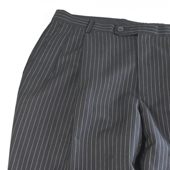 Lineage 42S 33x30 Black Striped Super 140s Mens Jacket‎ Pants Suit - Picture 9 of 12